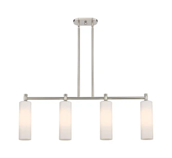 Downtown Urban Four Light Island Pendant in Satin Nickel (405|434-4I-SN-G434-12WH)
