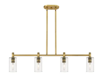 Downtown Urban Four Light Island Pendant in Brushed Brass (405|434-4I-BB-G434-7CL)