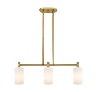 Downtown Urban Three Light Island Pendant in Brushed Brass (405|434-3I-BB-G434-7WH)