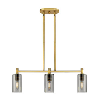Downtown Urban Three Light Island Pendant in Brushed Brass (405|434-3I-BB-G434-7SM)