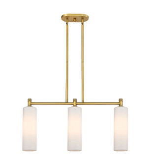 Downtown Urban Three Light Island Pendant in Brushed Brass (405|434-3I-BB-G434-12WH)