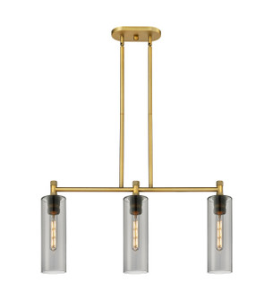 Downtown Urban Three Light Island Pendant in Brushed Brass (405|434-3I-BB-G434-12SM)