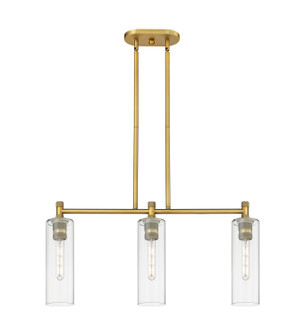 Downtown Urban Three Light Island Pendant in Brushed Brass (405|434-3I-BB-G434-12CL)