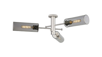 Downtown Urban Three Light Semi-Flush Mount in Satin Nickel (405|434-3F-SN-G434-12SM)