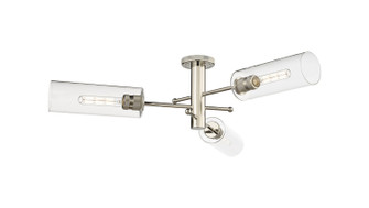 Downtown Urban Three Light Semi-Flush Mount in Polished Nickel (405|434-3F-PN-G434-12CL)