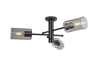Downtown Urban Three Light Semi-Flush Mount in Matte Black (405|434-3F-BK-G434-7SM)
