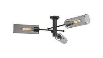 Downtown Urban Three Light Semi-Flush Mount in Matte Black (405|434-3F-BK-G434-12SM)