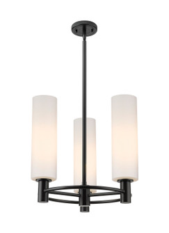Downtown Urban Three Light Pendant in Matte Black (405|434-3CR-BK-G434-12WH)