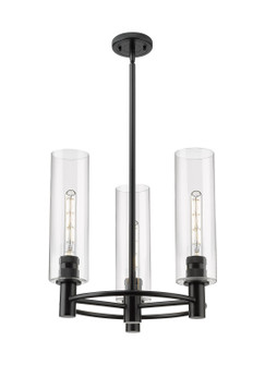 Downtown Urban Three Light Pendant in Matte Black (405|434-3CR-BK-G434-12CL)