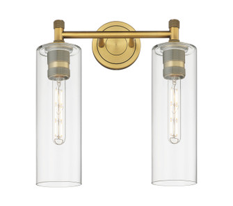 Downtown Urban Two Light Bath Vanity in Brushed Brass (405|434-2W-BB-G434-12CL)