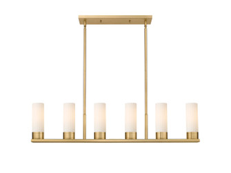 Downtown Urban Six Light Linear Pendant in Brushed Brass (405|429-6I-BB-G429-8WH)