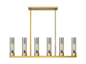 Downtown Urban Six Light Linear Pendant in Brushed Brass (405|429-6I-BB-G429-8SM)
