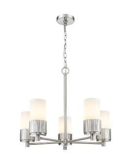 Downtown Urban Five Light Chandelier in Satin Nickel (405|428-5CR-SN-G428-7WH)