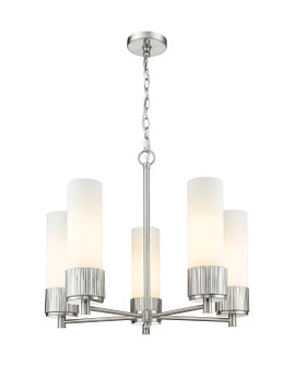 Downtown Urban Five Light Chandelier in Satin Nickel (405|428-5CR-SN-G428-12WH)