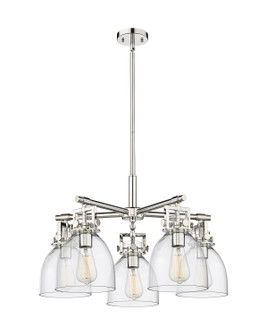 Downtown Urban Five Light Chandelier in Polished Nickel (405|411-5CR-PN-G412-7CL)