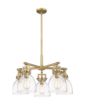 Downtown Urban Five Light Chandelier in Brushed Brass (405|411-5CR-BB-G412-7CL)