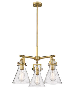 Downtown Urban Three Light Pendant in Brushed Brass (405|411-3CR-BB-G411-7SDY)