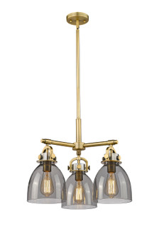 Downtown Urban Three Light Pendant in Brushed Brass (405|410-3CR-BB-G412-7SM)