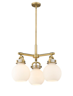 Downtown Urban Three Light Pendant in Brushed Brass (405|410-3CR-BB-G410-7WH)