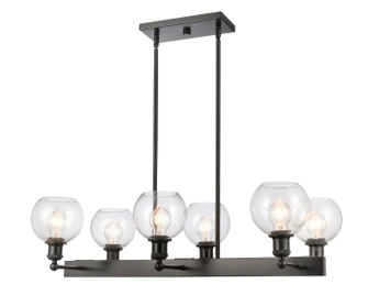 Ballston Six Light Island Pendant in Matte Black (405|341-6CR-BK-G122-6)