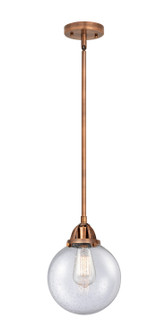 Nouveau 2 LED Mini Pendant in Antique Copper (405|288-1S-AC-G204-8-LED)