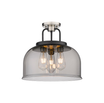 Downtown Urban Three Light Semi-Flush Mount in Black Satin Nickel (405|239-3C-BSN-G239-15SM)