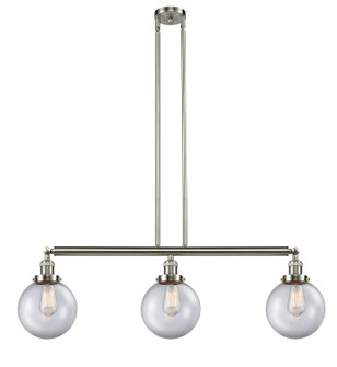 Franklin Restoration Three Light Island Pendant in Brushed Satin Nickel (405|213-SN-G202-8)