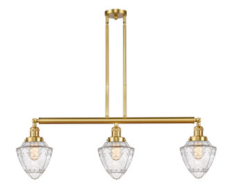 Franklin Restoration Three Light Island Pendant in Satin Gold (405|213-SG-G664-7)