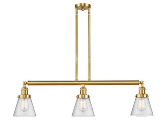 Franklin Restoration Three Light Island Pendant in Satin Gold (405|213-SG-G64)