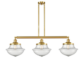 Franklin Restoration Three Light Island Pendant in Satin Gold (405|213-SG-G544)