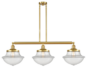 Franklin Restoration Three Light Island Pendant in Satin Gold (405|213-SG-G542)