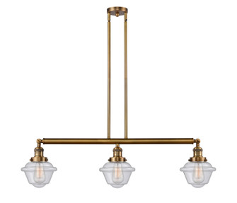Franklin Restoration Three Light Island Pendant in Brushed Brass (405|213-BB-G534)