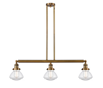 Franklin Restoration Three Light Island Pendant in Brushed Brass (405|213-BB-G322)