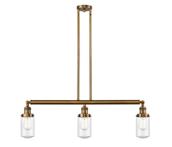 Franklin Restoration Three Light Island Pendant in Brushed Brass (405|213-BB-G314)