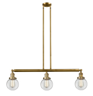 Franklin Restoration Three Light Island Pendant in Brushed Brass (405|213-BB-G202-6)