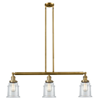 Franklin Restoration Three Light Island Pendant in Brushed Brass (405|213-BB-G182)