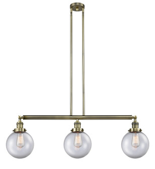 Franklin Restoration Three Light Island Pendant in Antique Brass (405|213-AB-G202-8)