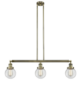 Franklin Restoration Three Light Island Pendant in Antique Brass (405|213-AB-G202-6)