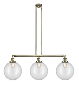 Franklin Restoration Three Light Island Pendant in Antique Brass (405|213-AB-G202-12)