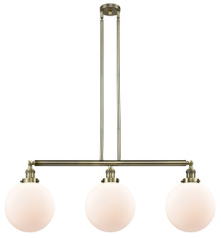 Franklin Restoration Three Light Island Pendant in Antique Brass (405|213-AB-G201-10)
