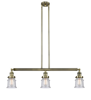 Franklin Restoration Three Light Island Pendant in Antique Brass (405|213-AB-G184S)