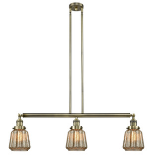 Franklin Restoration Three Light Island Pendant in Antique Brass (405|213-AB-G146)