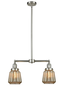 Franklin Restoration Two Light Island Pendant in Brushed Satin Nickel (405|209-SN-G146)