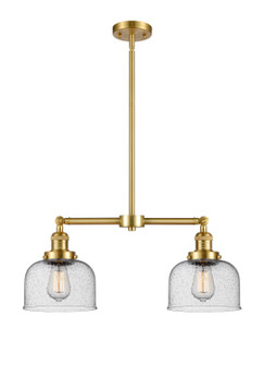 Franklin Restoration Two Light Island Pendant in Satin Gold (405|209-SG-G74)