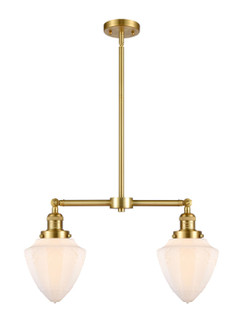 Franklin Restoration Two Light Island Pendant in Satin Gold (405|209-SG-G661-7)