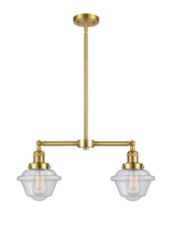 Franklin Restoration Two Light Island Pendant in Satin Gold (405|209-SG-G534)