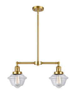 Franklin Restoration Two Light Island Pendant in Satin Gold (405|209-SG-G532)