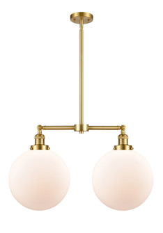 Franklin Restoration Two Light Island Pendant in Satin Gold (405|209-SG-G201-12)