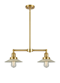 Franklin Restoration Two Light Island Pendant in Satin Gold (405|209-SG-G2)