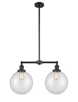 Franklin Restoration Two Light Island Pendant in Matte Black (405|209-BK-G202-10)
